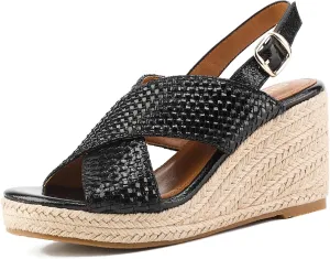 GOSERCE Wedge Sandals for Women Espadrille Platform Sandals Comfortable Lace Up Peep Open Toe for Walking Beach Casual Dressy Summer Shoes