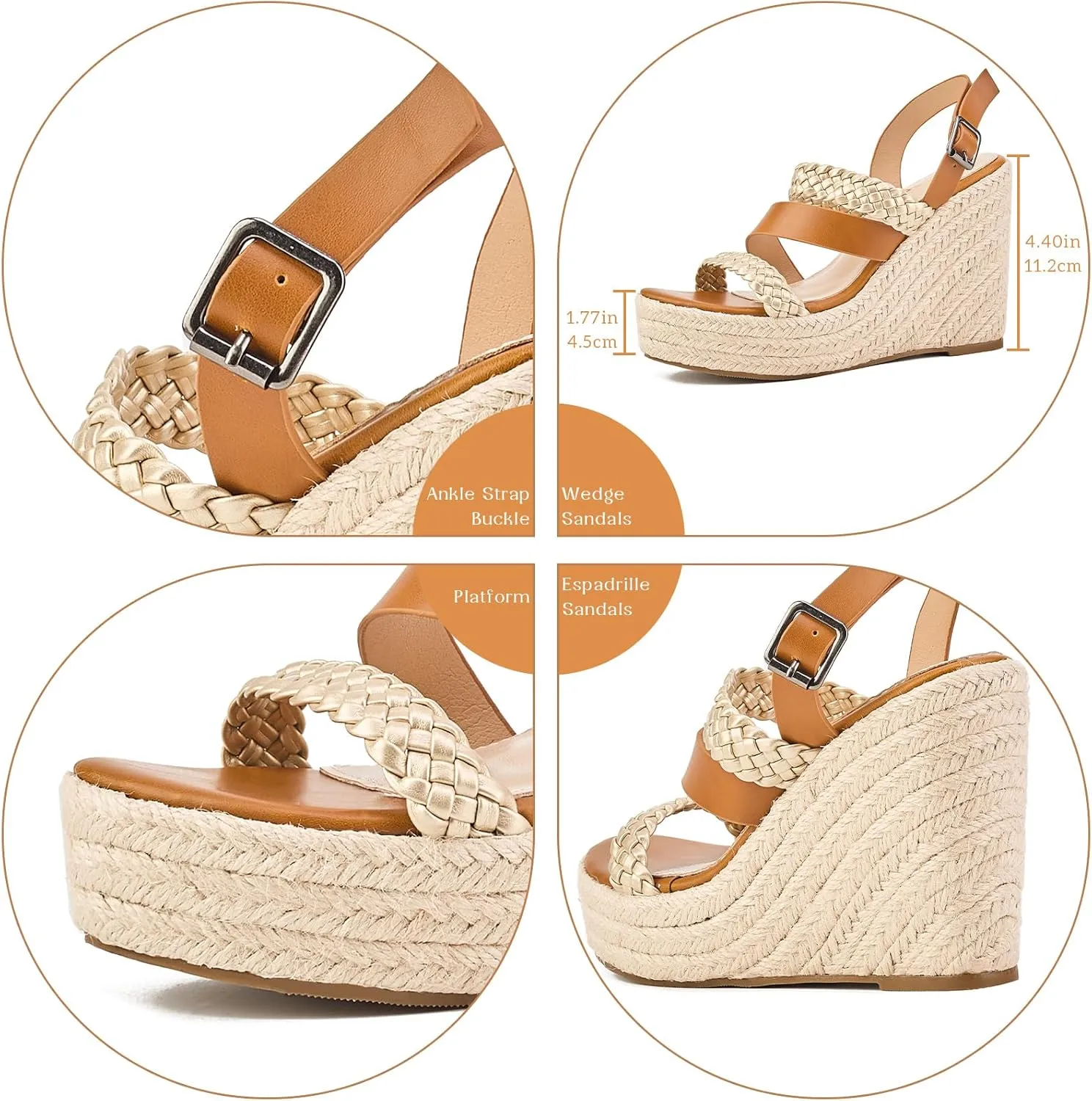 GOSERCE Wedge Sandals for Women Espadrille Platform Sandals Comfortable Lace Up Peep Open Toe for Walking Beach Casual Dressy Summer Shoes