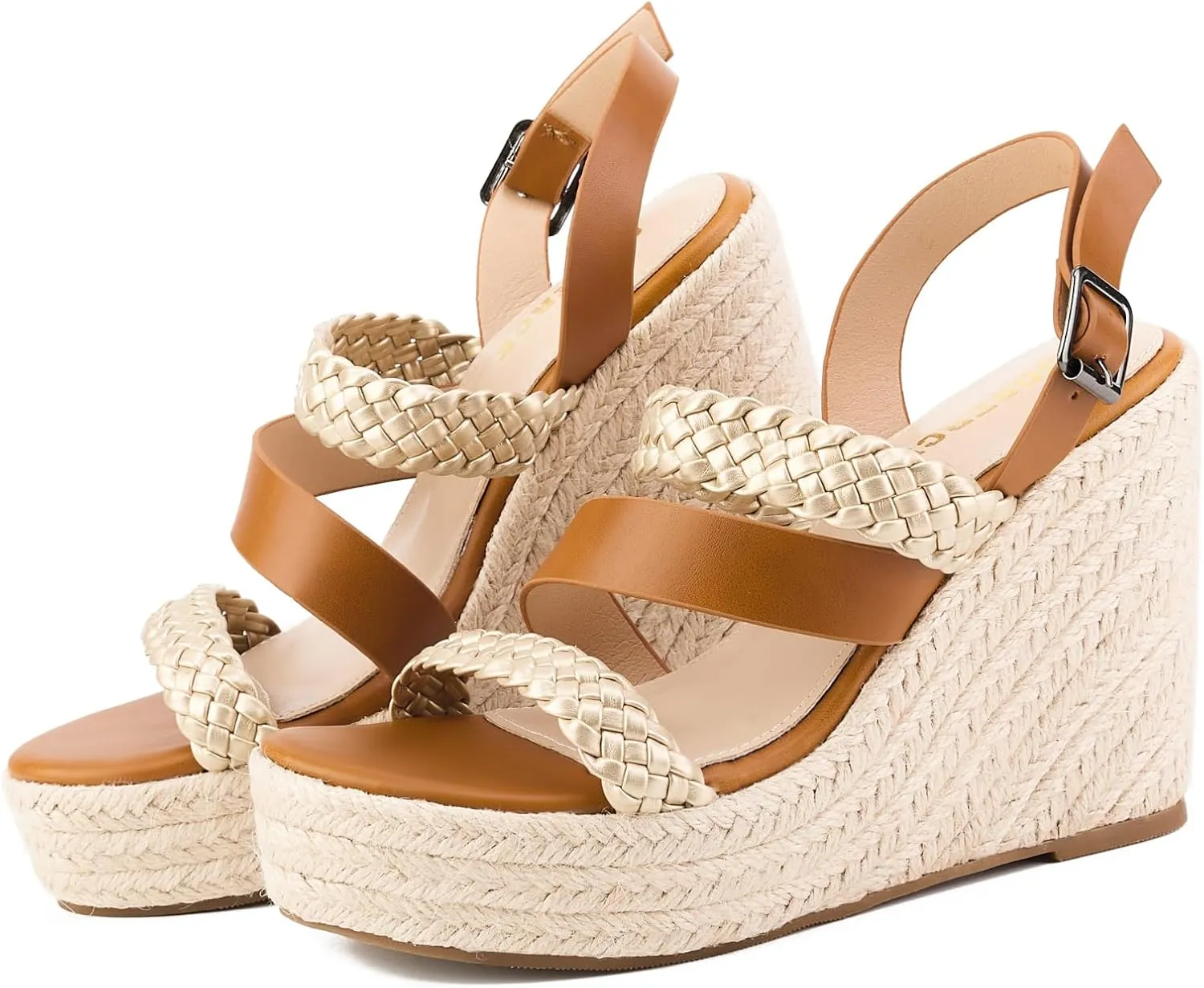 GOSERCE Wedge Sandals for Women Espadrille Platform Sandals Comfortable Lace Up Peep Open Toe for Walking Beach Casual Dressy Summer Shoes