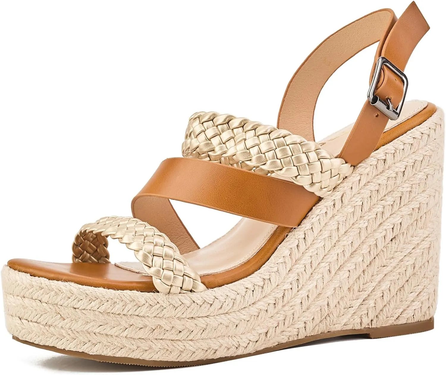 GOSERCE Wedge Sandals for Women Espadrille Platform Sandals Comfortable Lace Up Peep Open Toe for Walking Beach Casual Dressy Summer Shoes