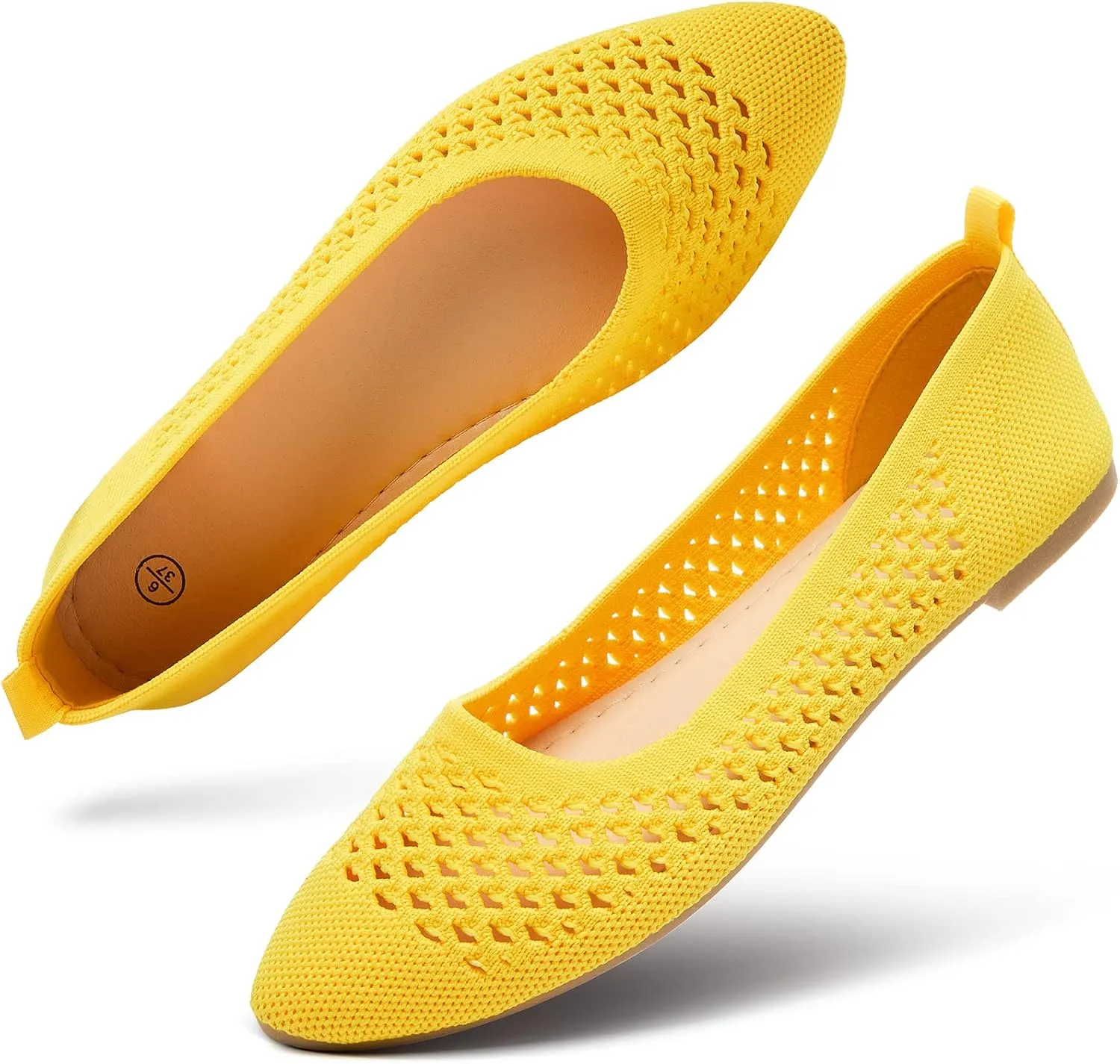 hash bubbie Women's Flats Shoes Women Comfortable Dress Shoes Black Pointed Toe Flats Ballet Mesh Knit Flat Dressy Slip on Business Casual Shoes for Women