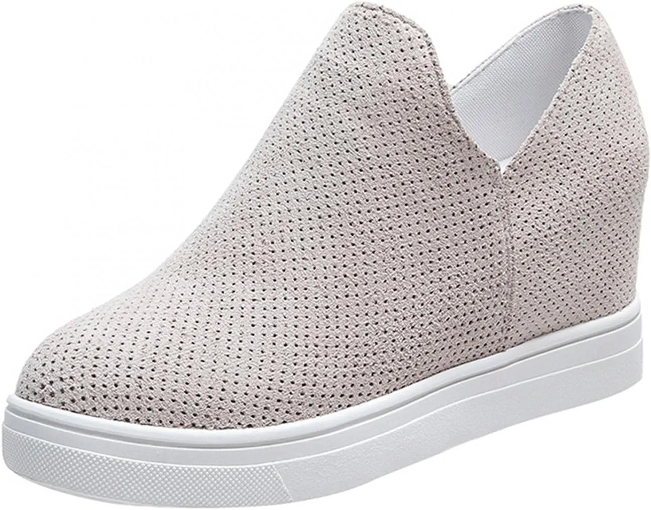Hbeylia Platform Fashion Sneakers For Women Ladies Fashion Casual V Cut Chunky Bottom Flats Slip On Loafers Breathable Anti Skid Thick Mid Heels Low Top Work Nurse Driving Walking Shoes