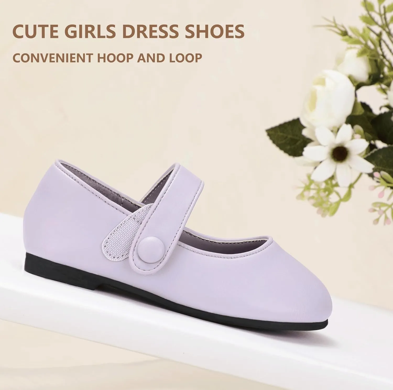 Hehainom Toddler Girl Dress Shoes Mary Jane Ballerina Ballet Flats for Girls Flower Girl Little Kids Wedding Party School Shoes