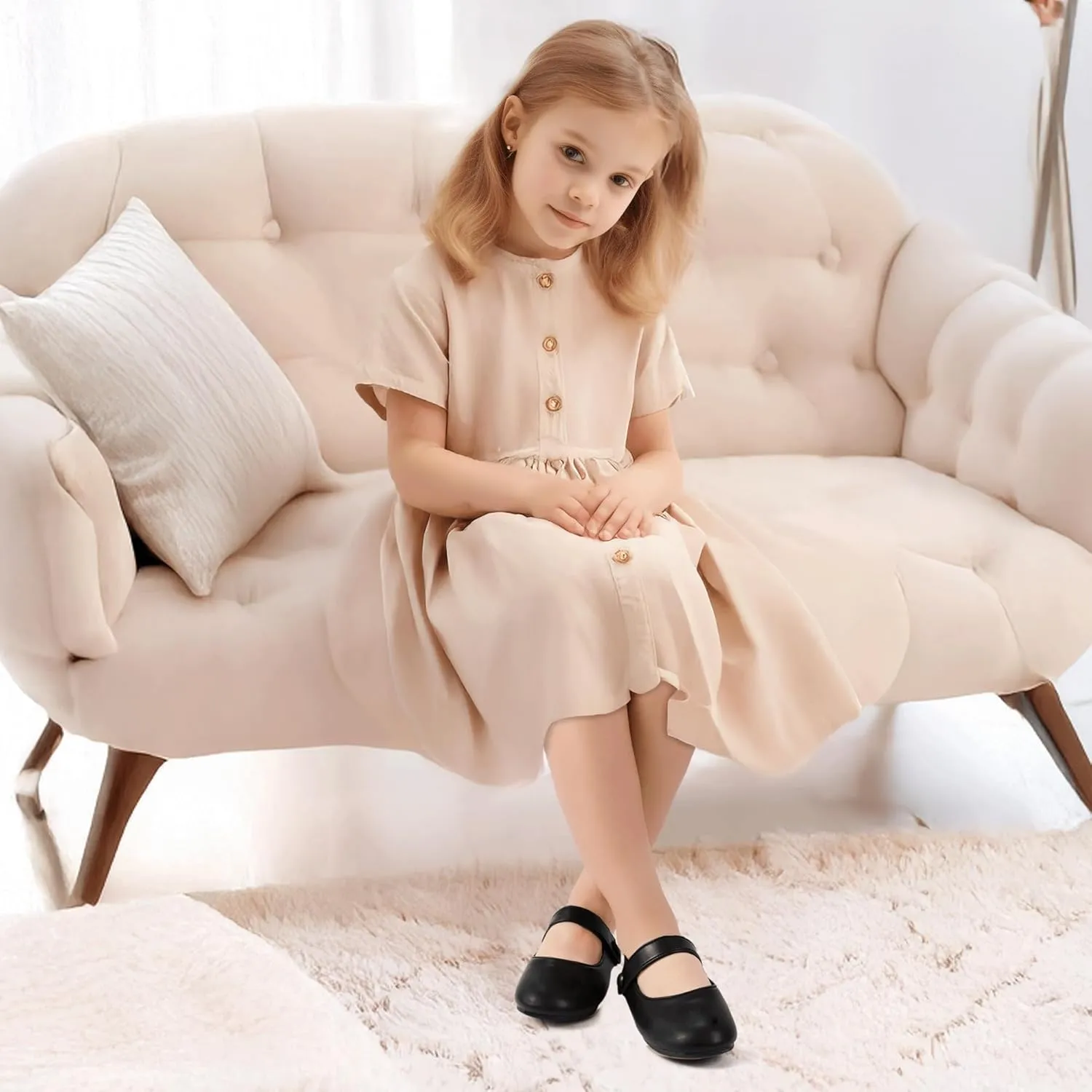 Hehainom Toddler Girl Dress Shoes Mary Jane Ballerina Ballet Flats for Girls Flower Girl Little Kids Wedding Party School Shoes