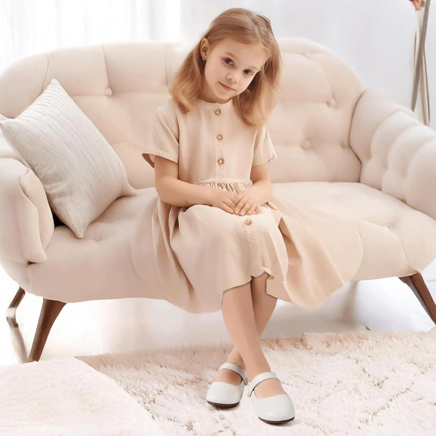 Hehainom Toddler Girl Dress Shoes Mary Jane Ballerina Ballet Flats for Girls Flower Girl Little Kids Wedding Party School Shoes