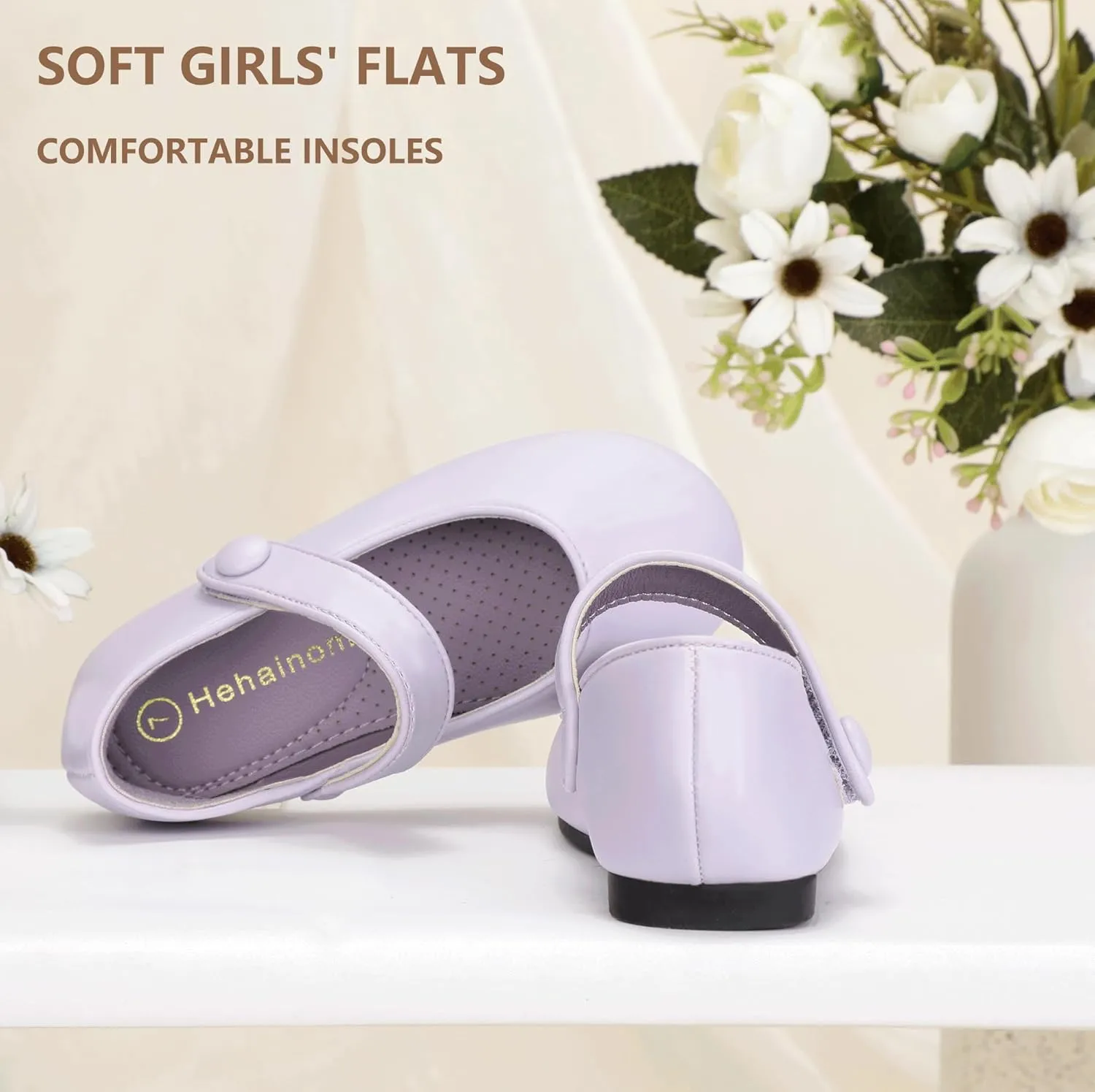 Hehainom Toddler Girl Dress Shoes Mary Jane Ballerina Ballet Flats for Girls Flower Girl Little Kids Wedding Party School Shoes