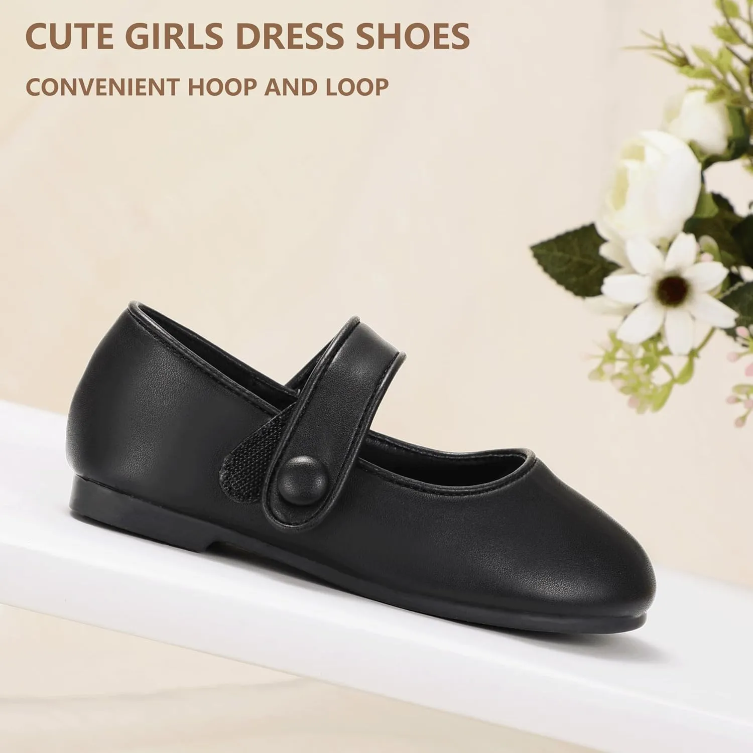 Hehainom Toddler Girl Dress Shoes Mary Jane Ballerina Ballet Flats for Girls Flower Girl Little Kids Wedding Party School Shoes