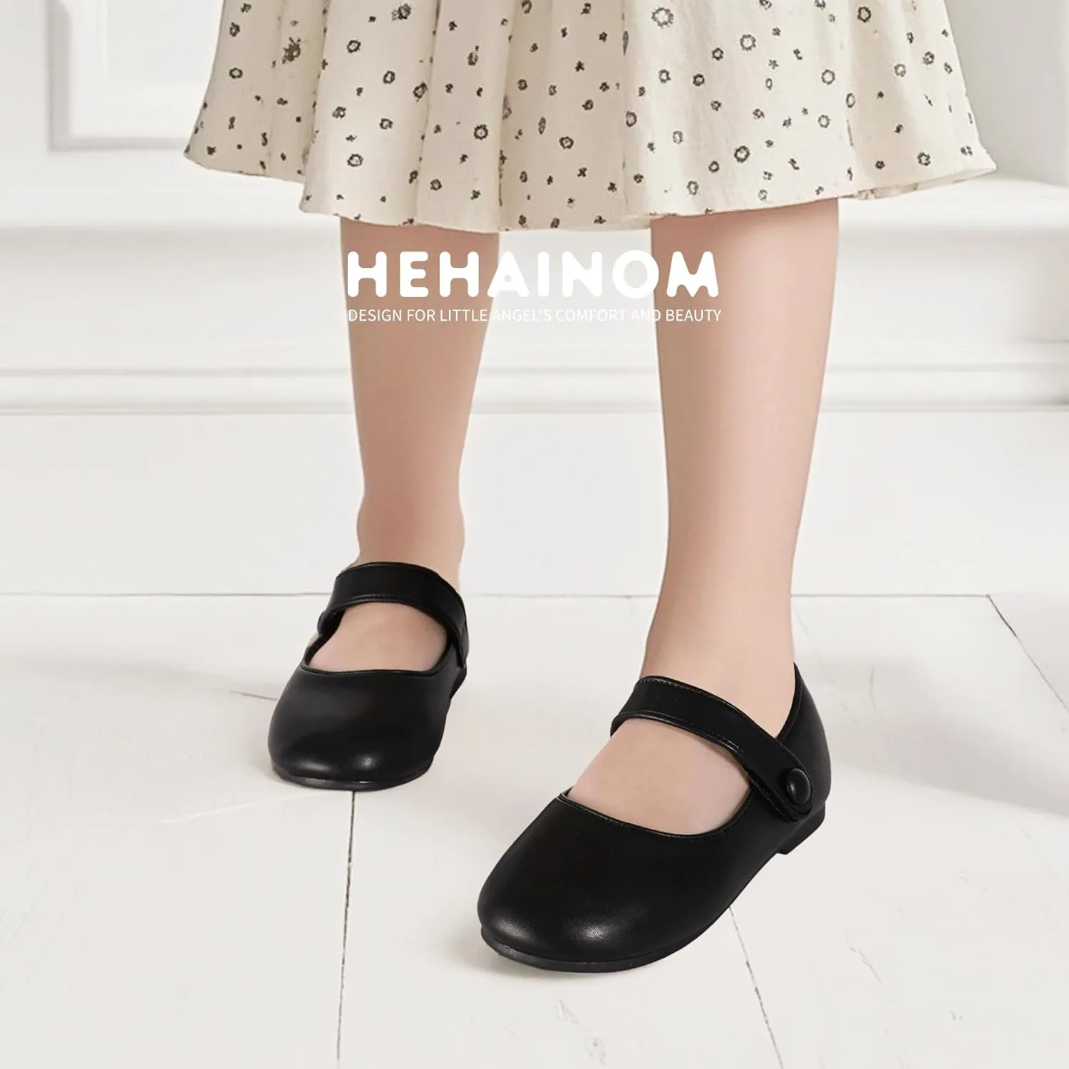 Hehainom Toddler Girl Dress Shoes Mary Jane Ballerina Ballet Flats for Girls Flower Girl Little Kids Wedding Party School Shoes