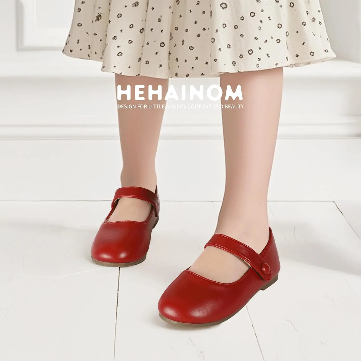 Hehainom Toddler Girl Dress Shoes Mary Jane Ballerina Ballet Flats for Girls Flower Girl Little Kids Wedding Party School Shoes