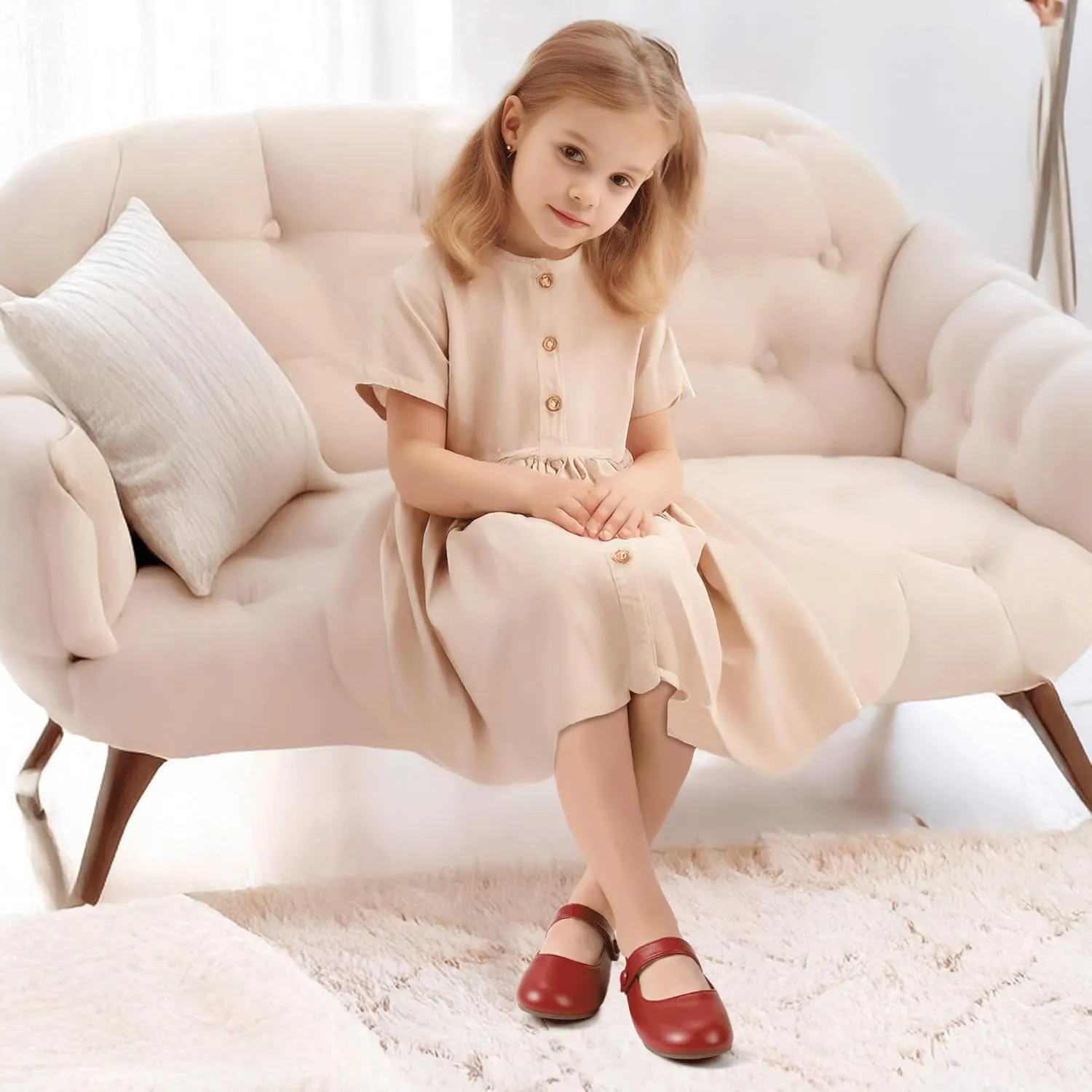 Hehainom Toddler Girl Dress Shoes Mary Jane Ballerina Ballet Flats for Girls Flower Girl Little Kids Wedding Party School Shoes