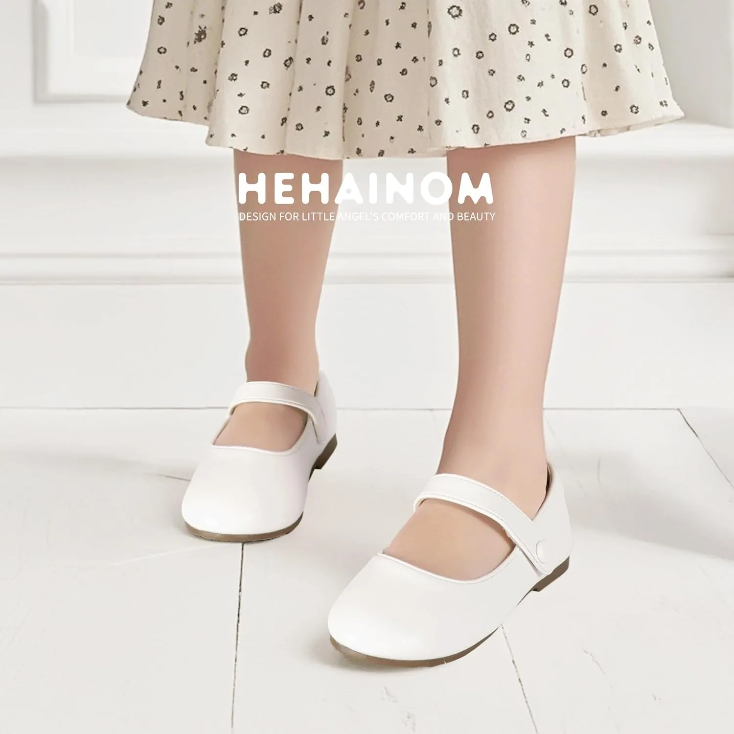 Hehainom Toddler Girl Dress Shoes Mary Jane Ballerina Ballet Flats for Girls Flower Girl Little Kids Wedding Party School Shoes