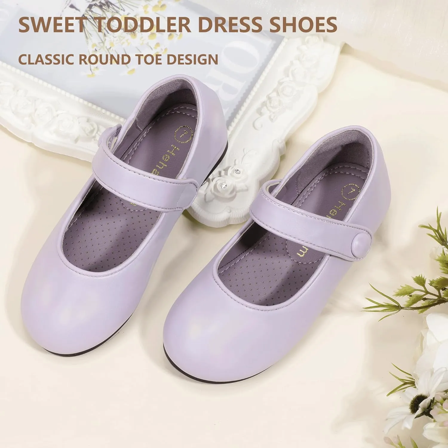 Hehainom Toddler Girl Dress Shoes Mary Jane Ballerina Ballet Flats for Girls Flower Girl Little Kids Wedding Party School Shoes
