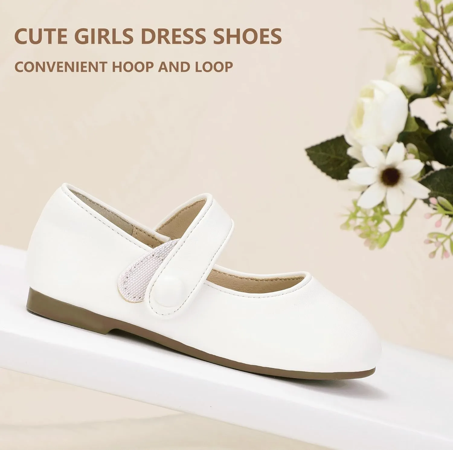 Hehainom Toddler Girl Dress Shoes Mary Jane Ballerina Ballet Flats for Girls Flower Girl Little Kids Wedding Party School Shoes