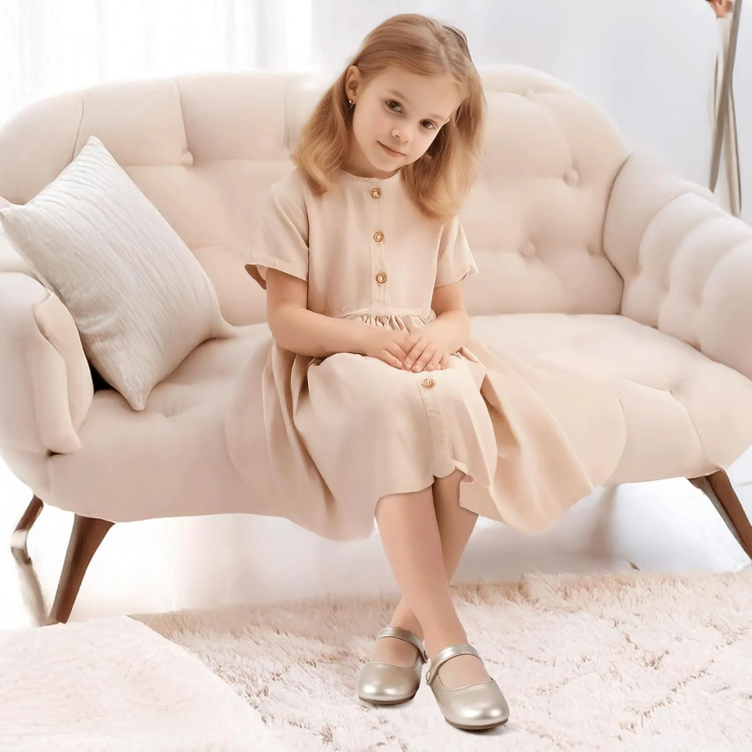 Hehainom Toddler Girl Dress Shoes Mary Jane Ballerina Ballet Flats for Girls Flower Girl Little Kids Wedding Party School Shoes