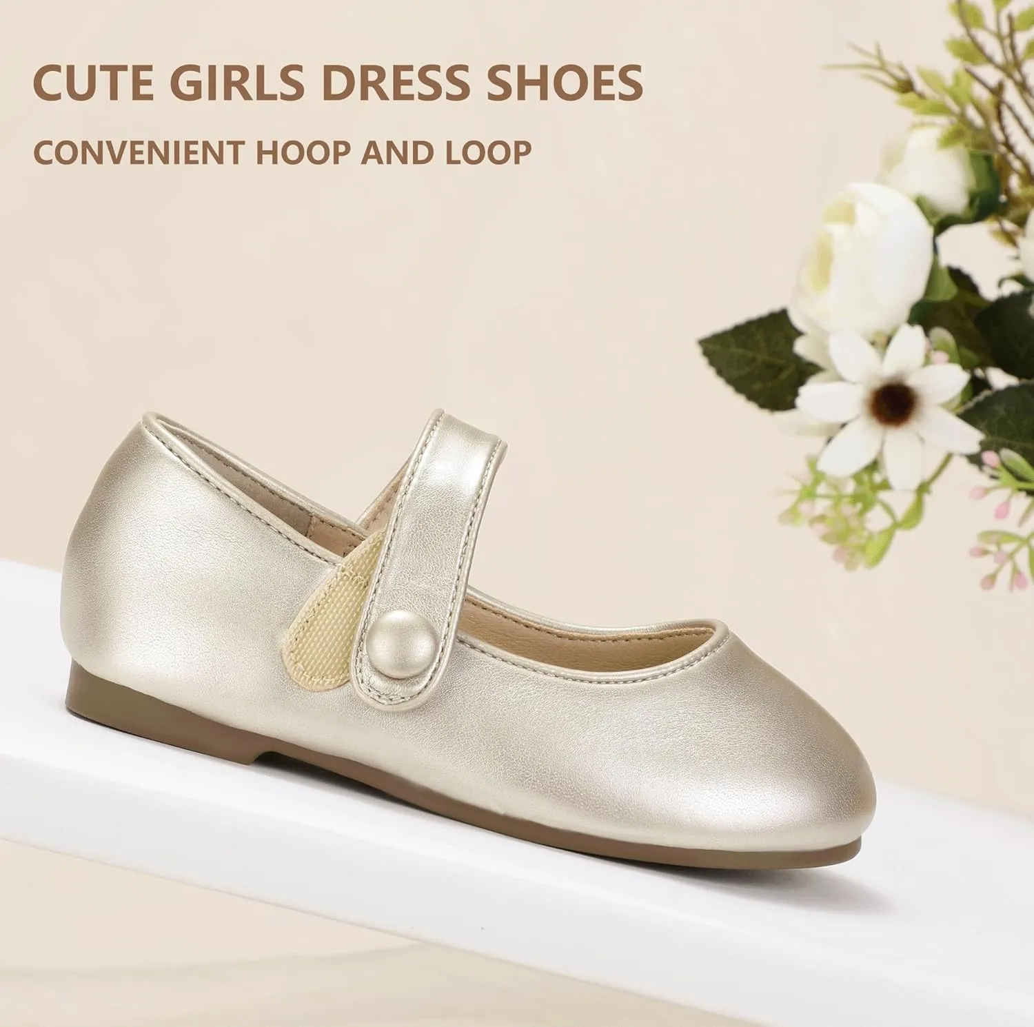 Hehainom Toddler Girl Dress Shoes Mary Jane Ballerina Ballet Flats for Girls Flower Girl Little Kids Wedding Party School Shoes