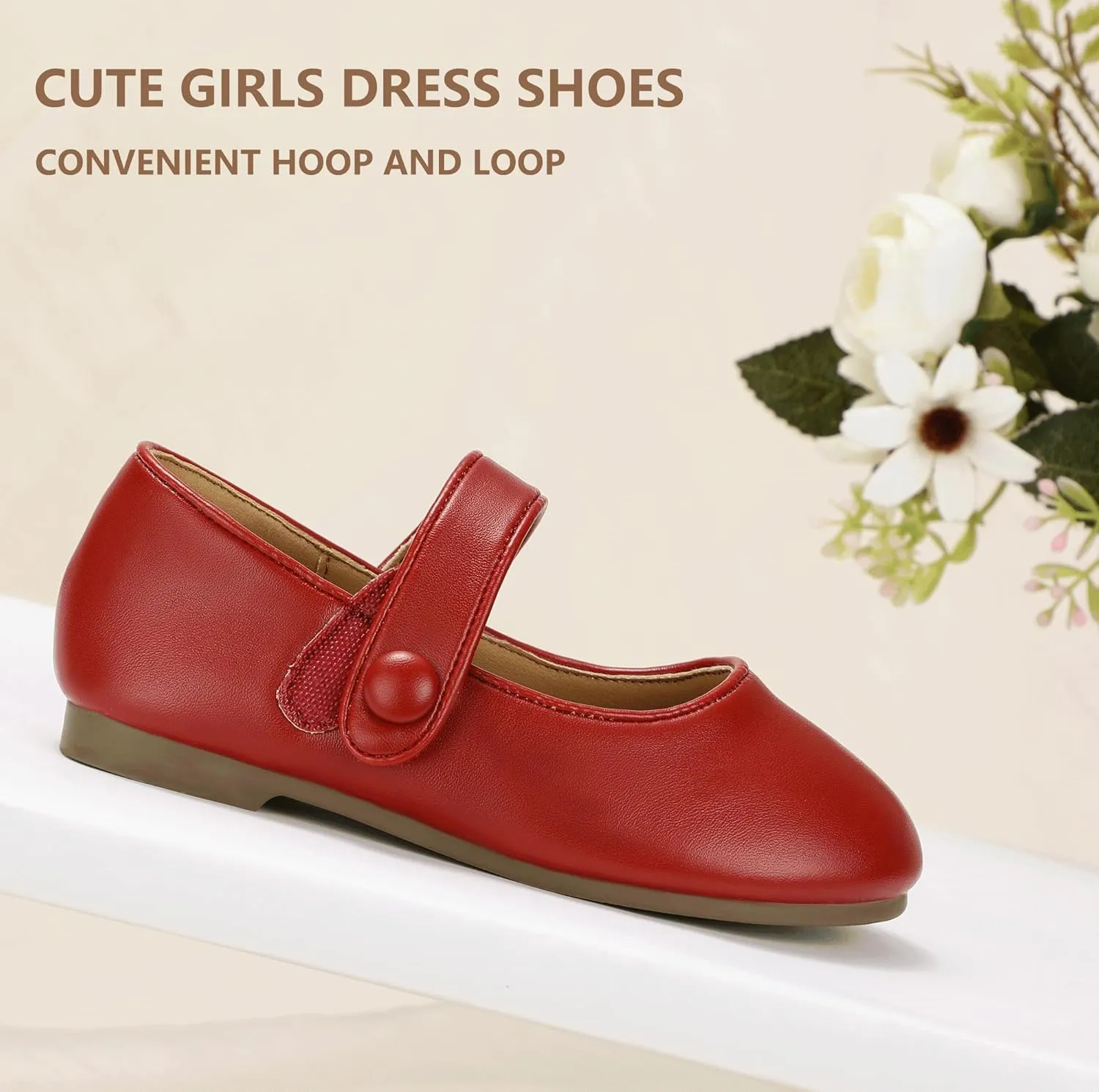 Hehainom Toddler Girl Dress Shoes Mary Jane Ballerina Ballet Flats for Girls Flower Girl Little Kids Wedding Party School Shoes
