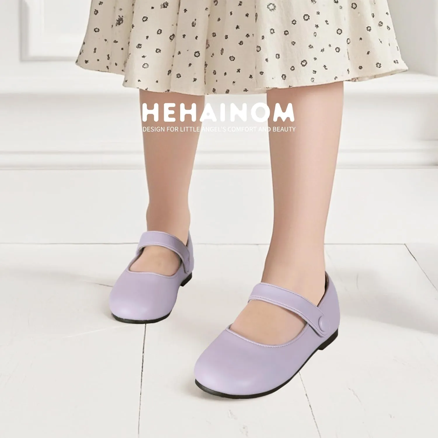 Hehainom Toddler Girl Dress Shoes Mary Jane Ballerina Ballet Flats for Girls Flower Girl Little Kids Wedding Party School Shoes