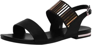 HHmei Women's Open Toe Back Belt Bucklec Casual Beach Shoes Summer Flat Sandals New