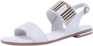 HHmei Women's Open Toe Back Belt Bucklec Casual Beach Shoes Summer Flat Sandals New