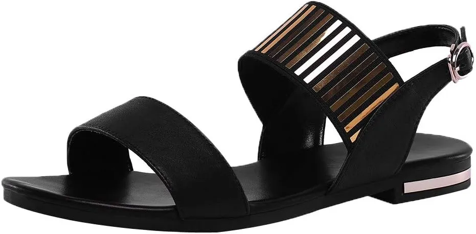 HHmei Women's Open Toe Back Belt Bucklec Casual Beach Shoes Summer Flat Sandals New