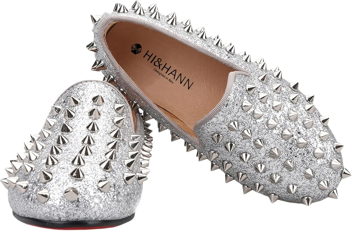 HI&HANN Toddler Boys Girls Spikes Dress Shoes Little Kid Leather Shoes Wedding Dress Shoes Slip On Loafer Flats Shoes Matching Outfits