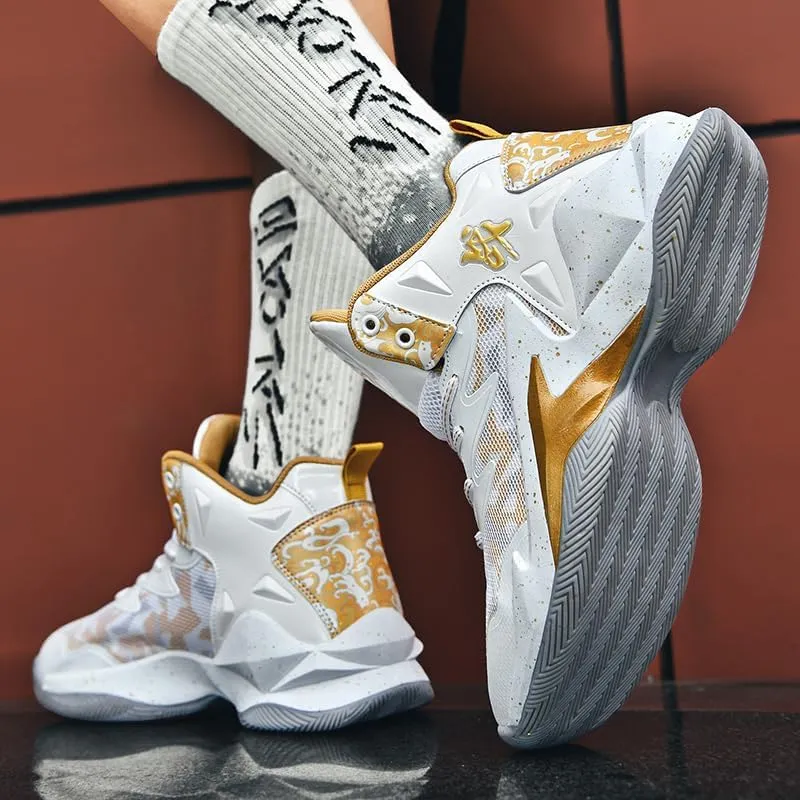 High-Top Boys Basketball Shoes Cushioned Sneakers with Breathable Support for Youth Sports Training