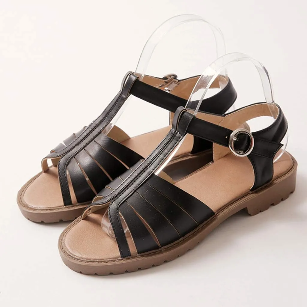 Hollow-Out Low-Heeled Sandals Summer New Casual Fashion Peep Toe Women Shoes