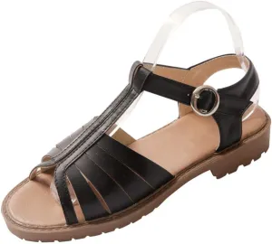 Hollow-Out Low-Heeled Sandals Summer New Casual Fashion Peep Toe Women Shoes