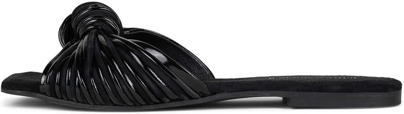 Jeffrey Campbell Knaughty-3 Black Combo Knotted Slip-On Flat Slide Mule Sandals