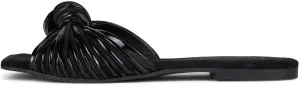 Jeffrey Campbell Knaughty-3 Black Combo Knotted Slip-On Flat Slide Mule Sandals