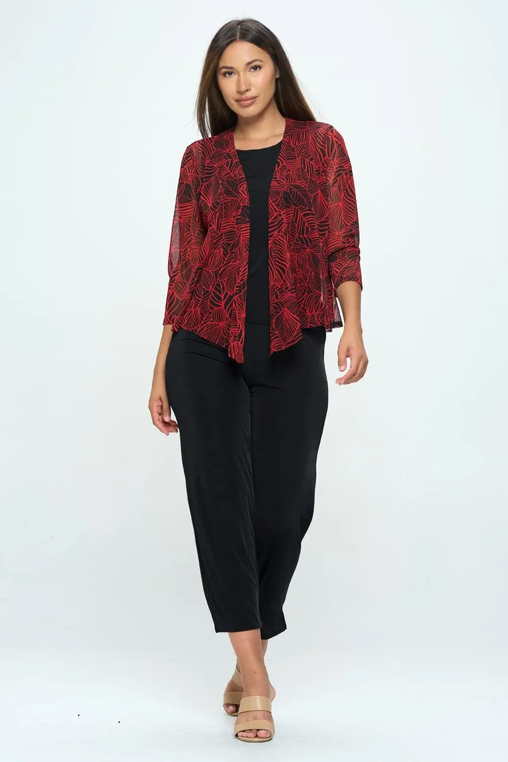 Jostar Mesh Printed Cardigan-4082MR-QRP1
