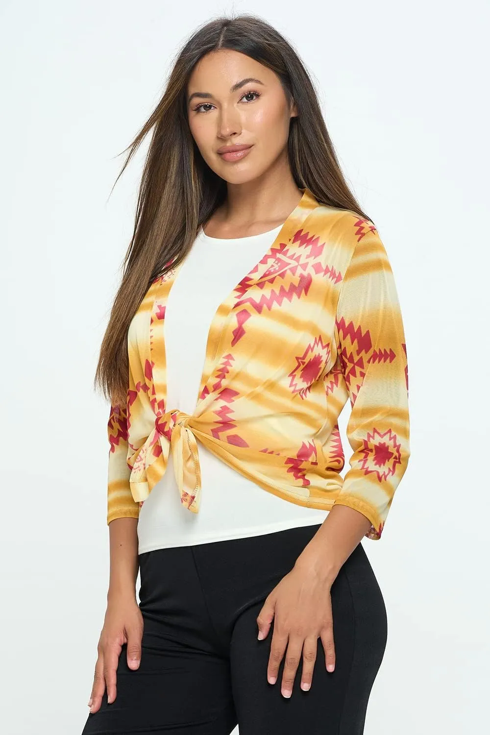Jostar Mesh Printed Cardigan-4082MR-QRP1