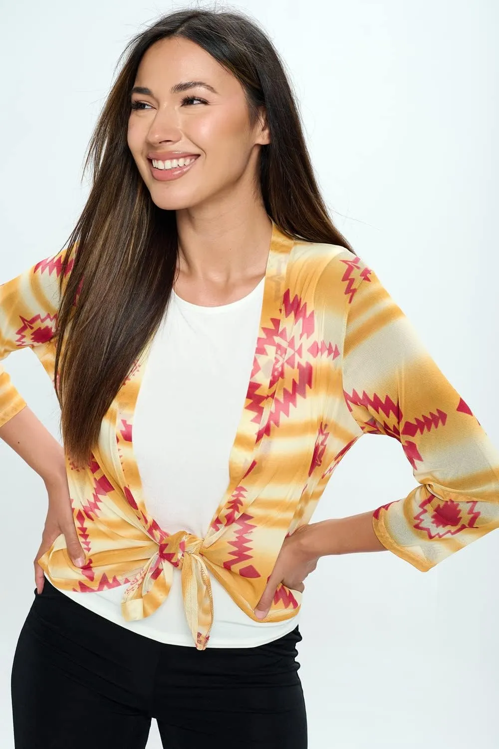 Jostar Mesh Printed Cardigan-4082MR-QRP1