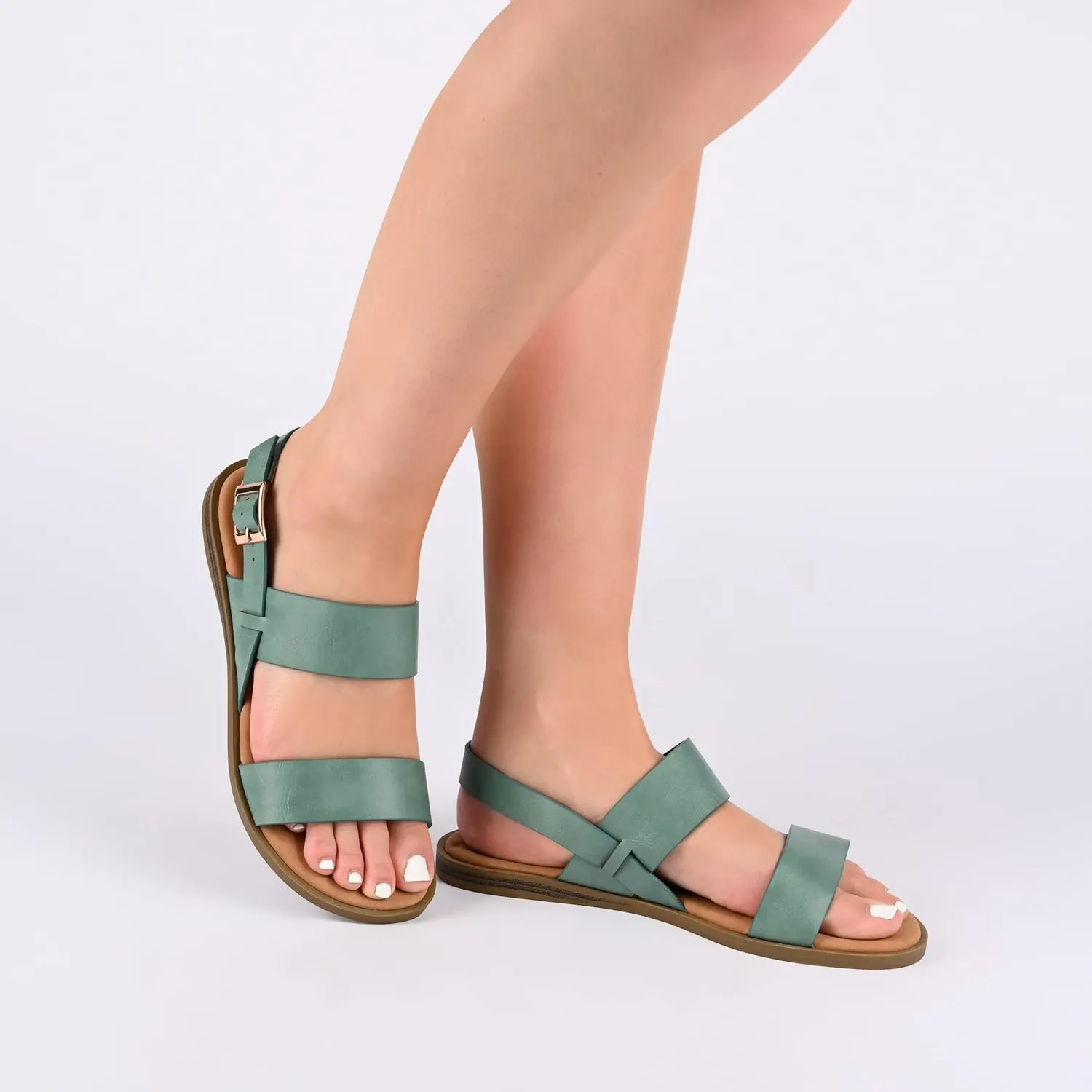 Journee Collection Women's Lavine Multi Strap Flat Sandals