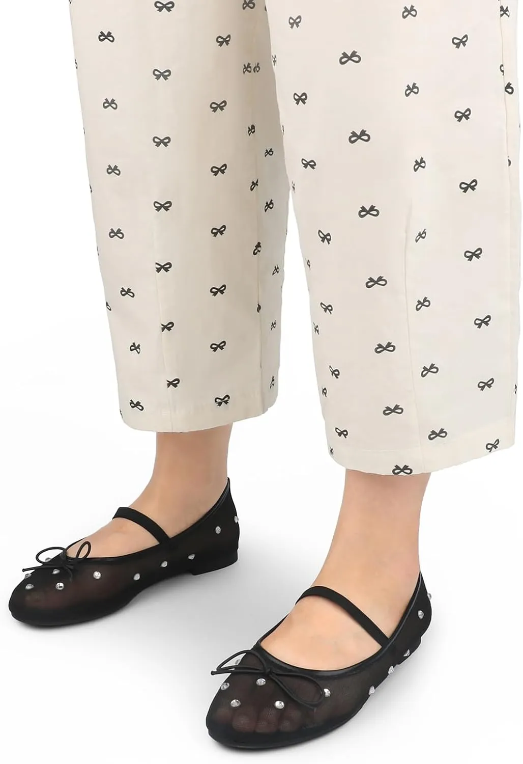 JOY IN LOVE Mesh Ballet Flats for Women Buckle Strap Round Toe Mary Jane Shoes