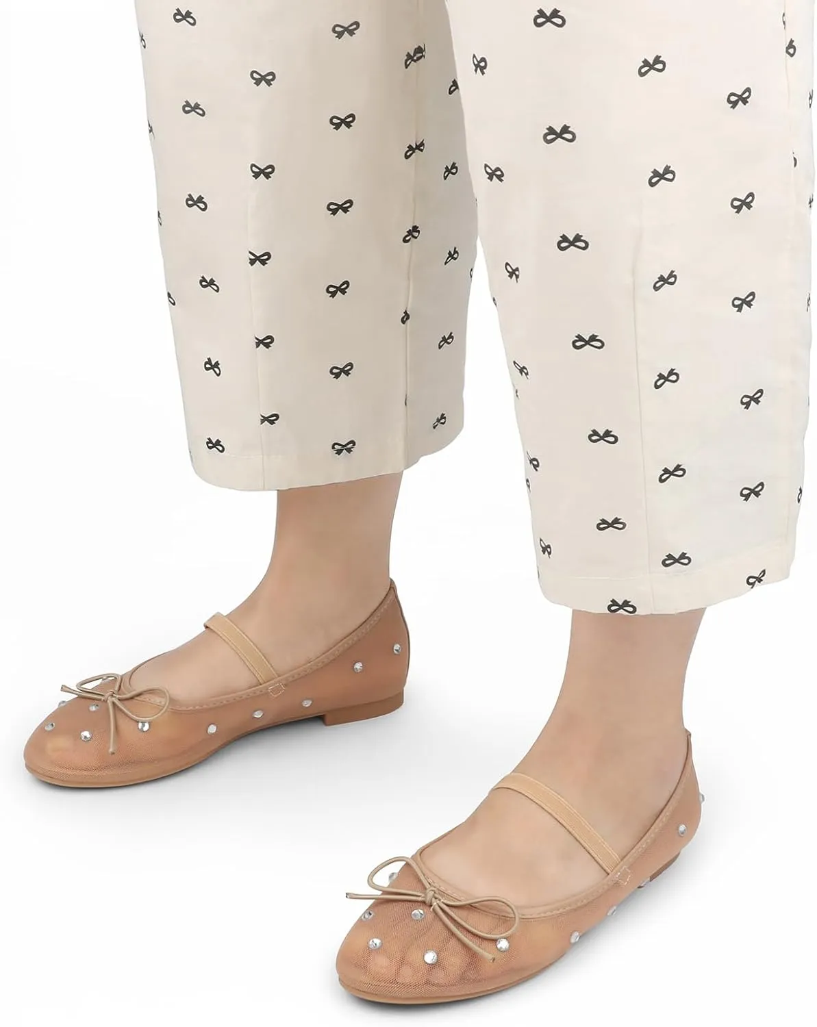 JOY IN LOVE Mesh Ballet Flats for Women Buckle Strap Round Toe Mary Jane Shoes
