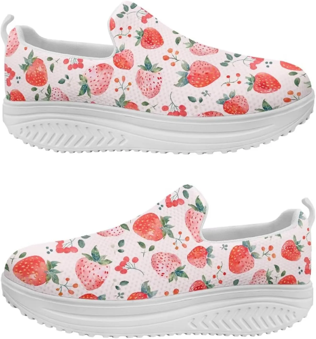 JoyLamoria Gourmet Womens Shoes Soft Comfort for Plantar Fasciitis Fruit Sneakers Mesh Casual Wedge Orthopedic Athletic