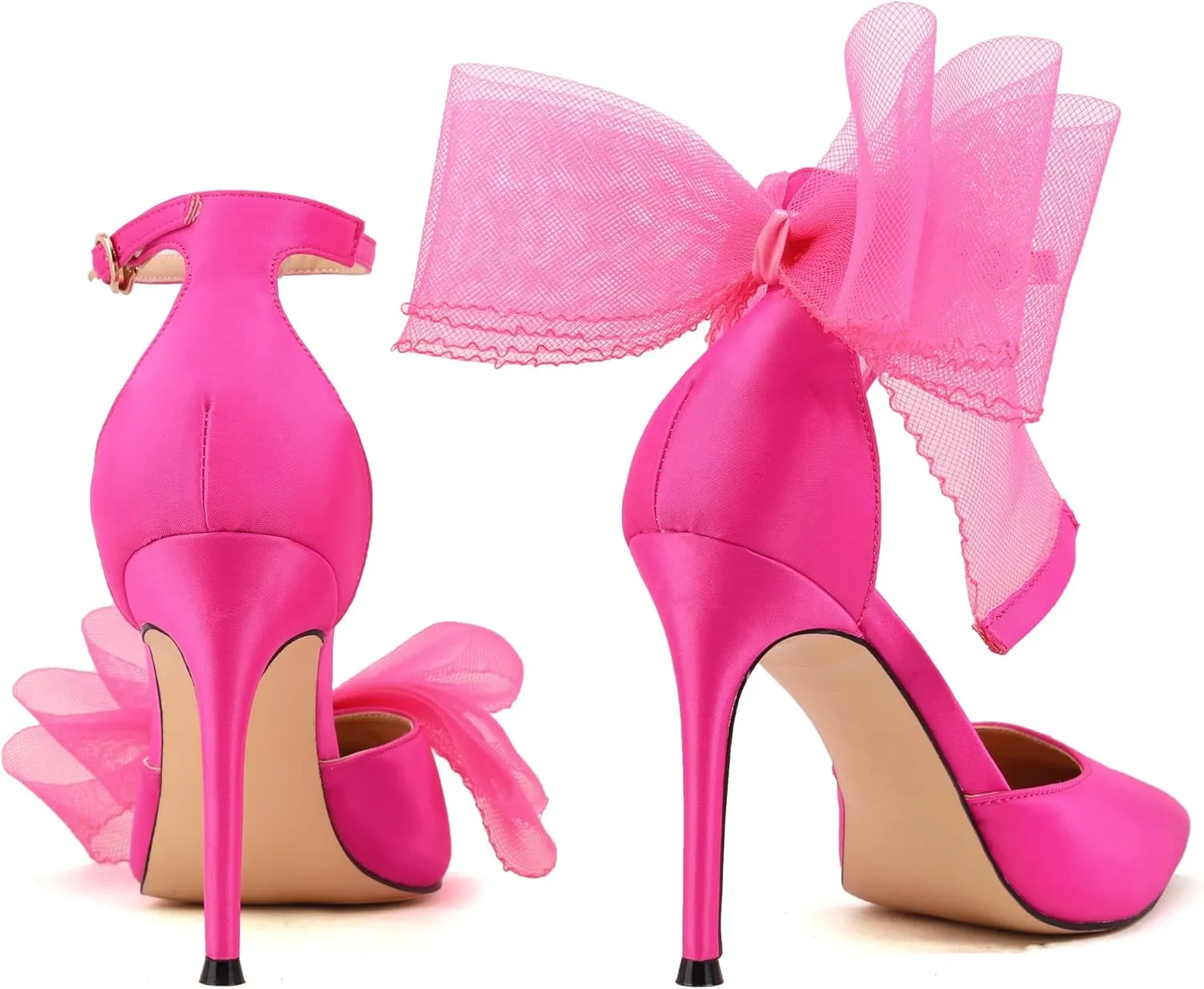 keleimusi Women's Wedding Pumps with Asymmetrical Bows and Ankle Strap High Heeled Sandals