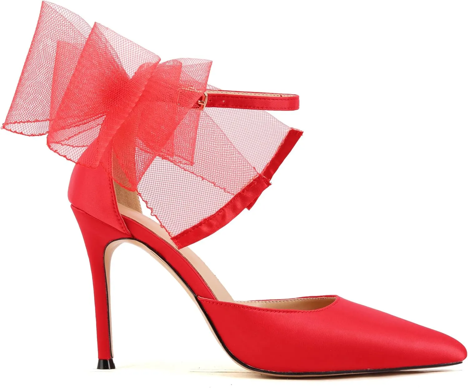 keleimusi Women's Wedding Pumps with Asymmetrical Bows and Ankle Strap High Heeled Sandals