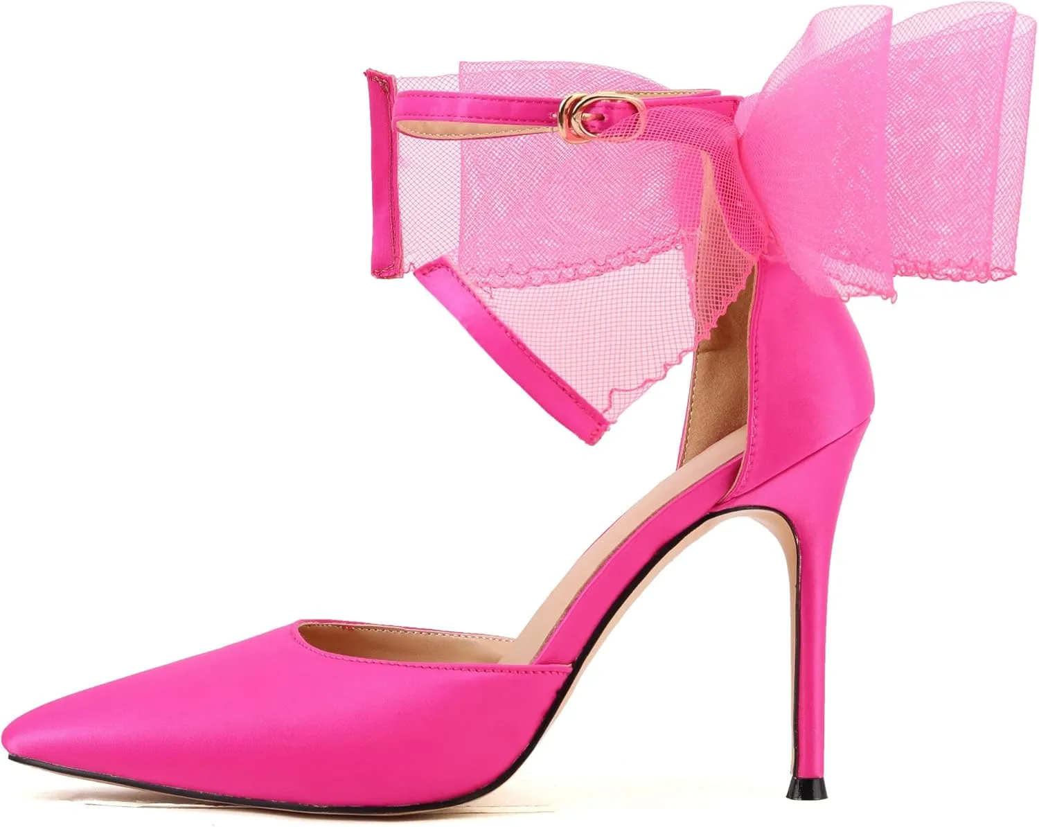 keleimusi Women's Wedding Pumps with Asymmetrical Bows and Ankle Strap High Heeled Sandals