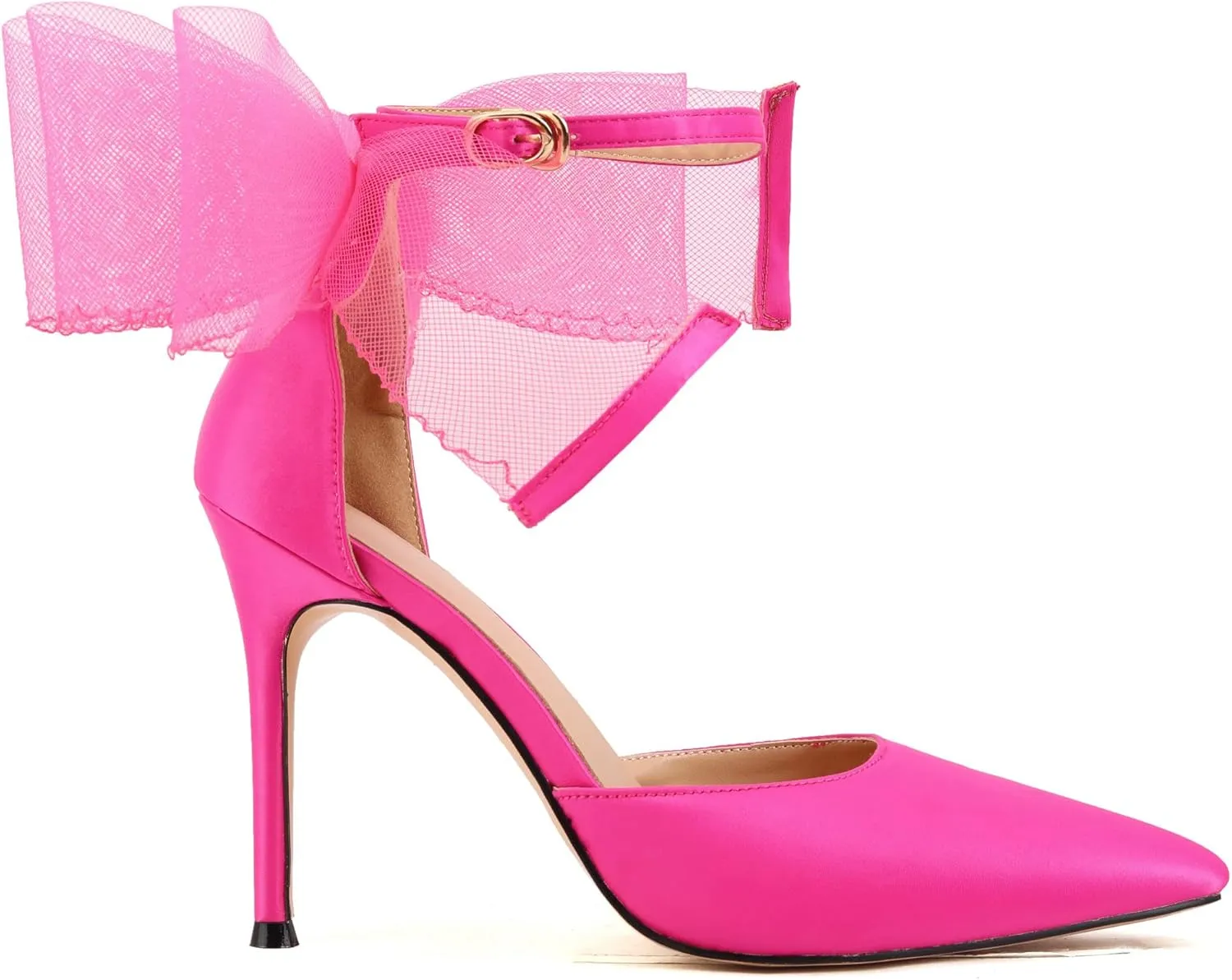 keleimusi Women's Wedding Pumps with Asymmetrical Bows and Ankle Strap High Heeled Sandals