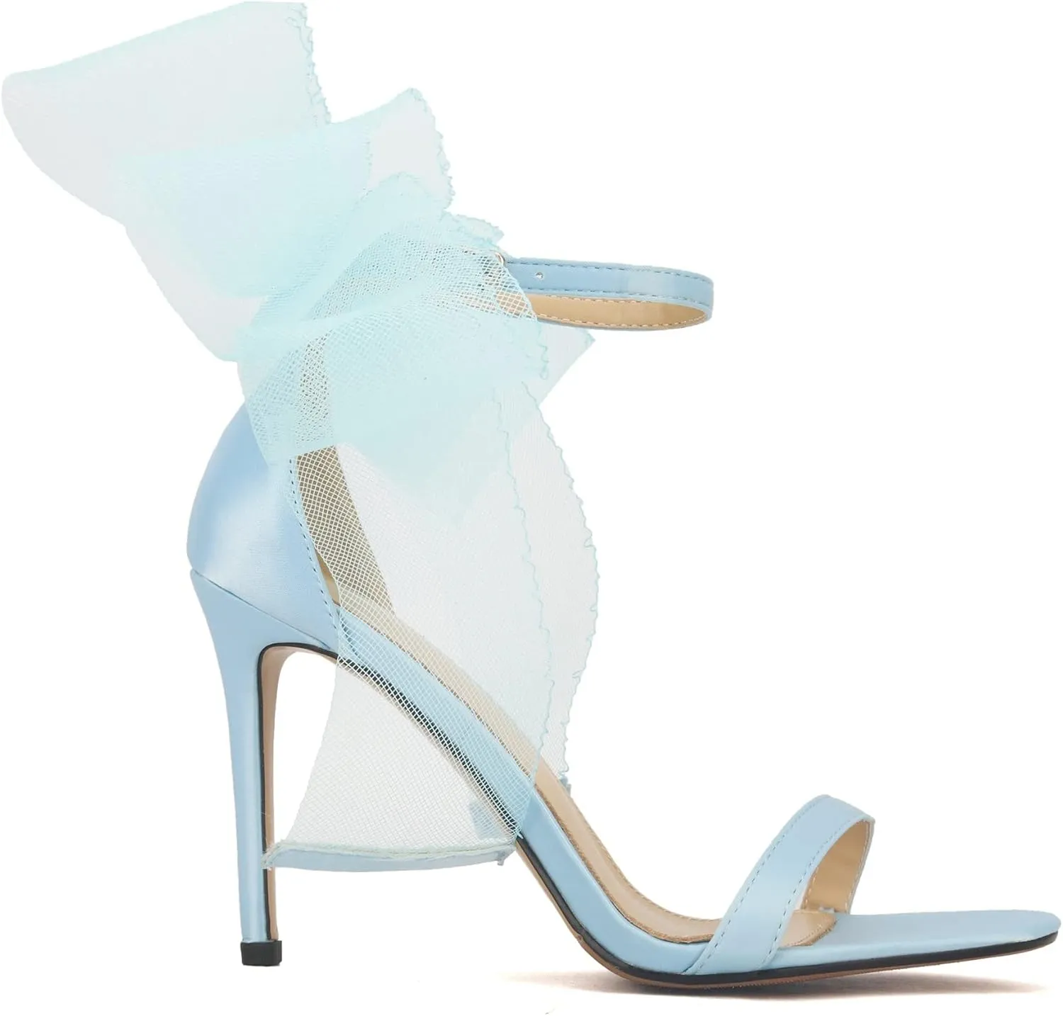 keleimusi Womens Wedding Sandals with Asymmetric Mesh Bows Dress Ankle Strap Stiletto Heels