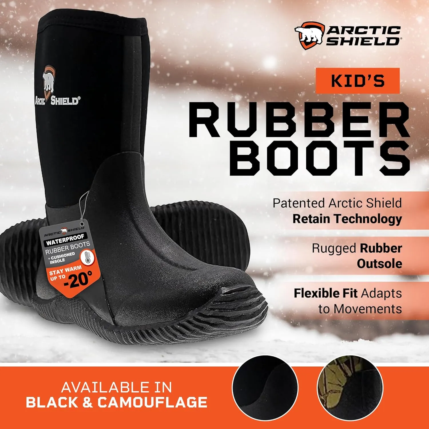 Kids Rain Boots - Outdoor Waterproof & Insulated Winter Boots for Girls & Boys - Unisex Kids Snow Boots for Rain, Mud, Agriculture & Fishing for Toddlers, Little & Big Kids