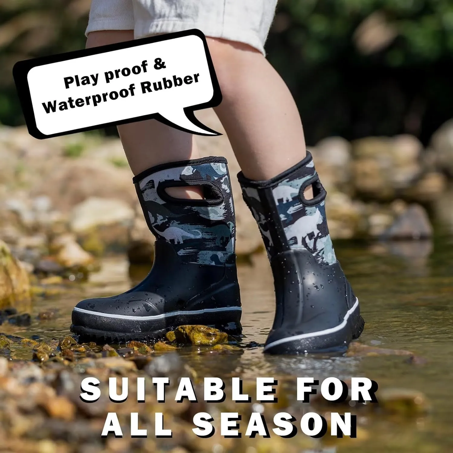 Kids Waterproof Neoprene Rain Boots Girls Boys Outdoor Mud Boots Children Insulated Rubber Snow Boots