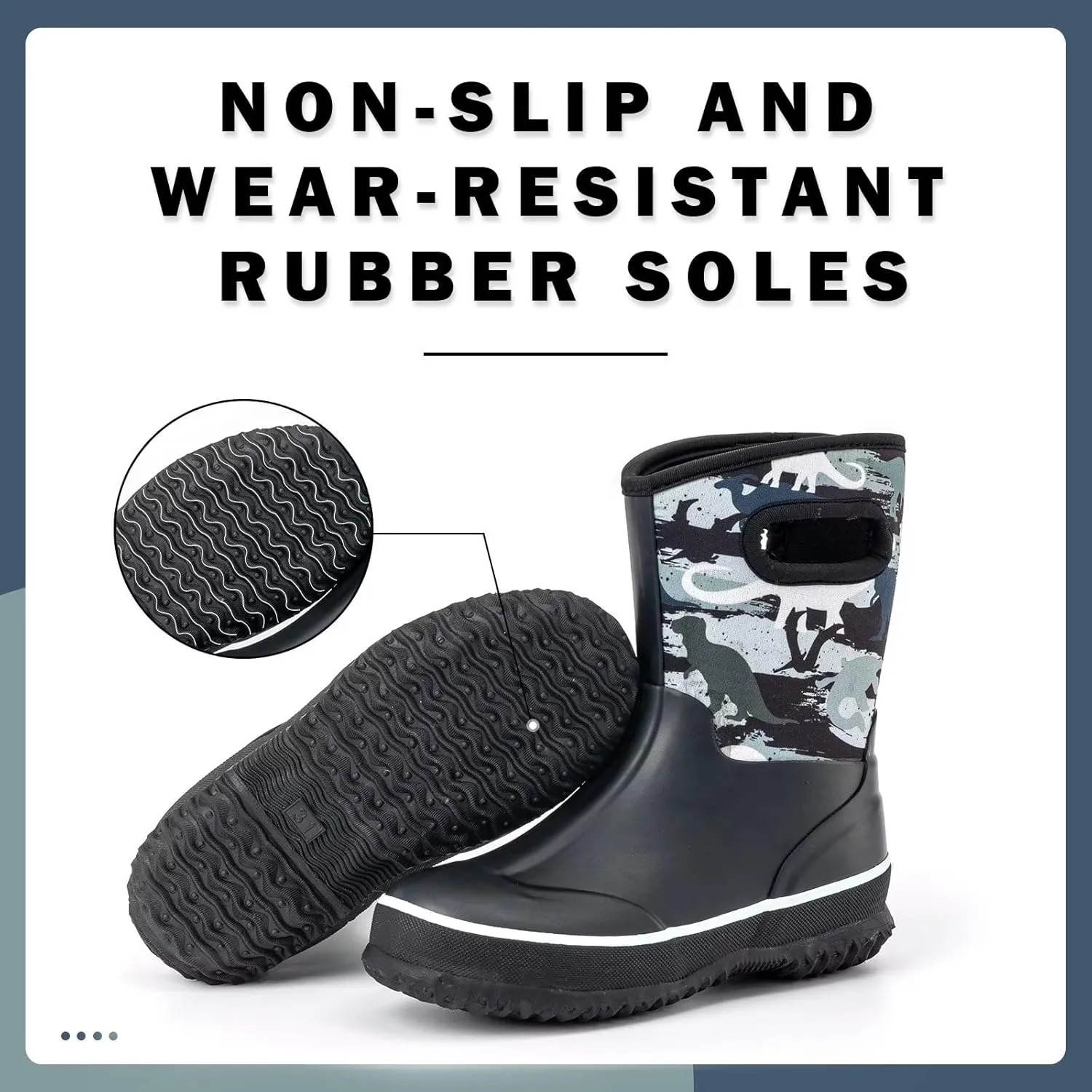 Kids Waterproof Neoprene Rain Boots Girls Boys Outdoor Mud Boots Children Insulated Rubber Snow Boots