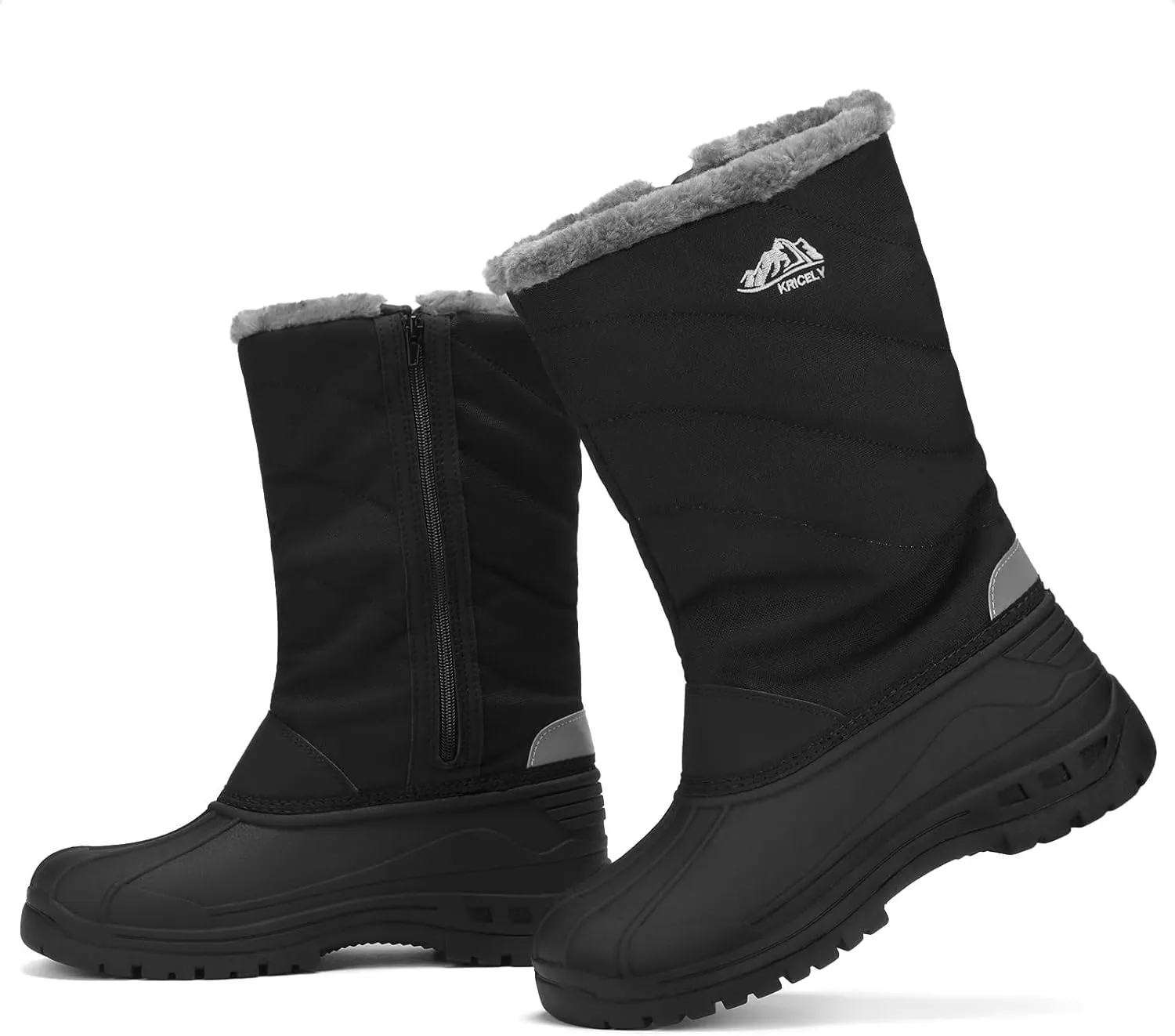 Kricely Men's Snow Boots Waterproof Non-Slip Outdoor Hiking Athletic Warm Fur Boot Comfortable Causual Cold-Weather Boots