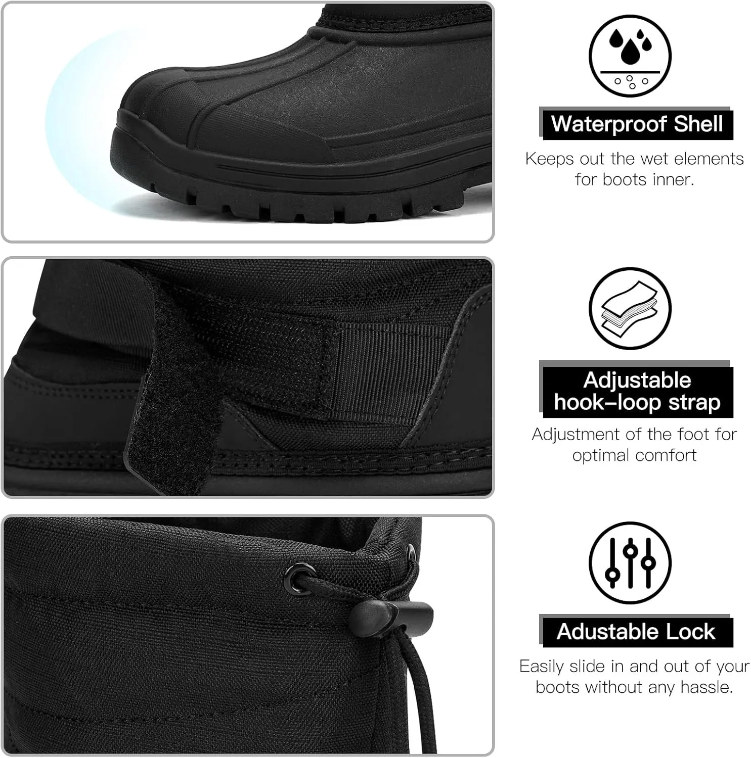 Kricely Men's Snow Boots Waterproof Non-Slip Outdoor Hiking Athletic Warm Fur Boot Comfortable Causual Cold-Weather Boots