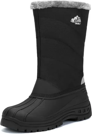 Kricely Men's Snow Boots Waterproof Non-Slip Outdoor Hiking Athletic Warm Fur Boot Comfortable Causual Cold-Weather Boots