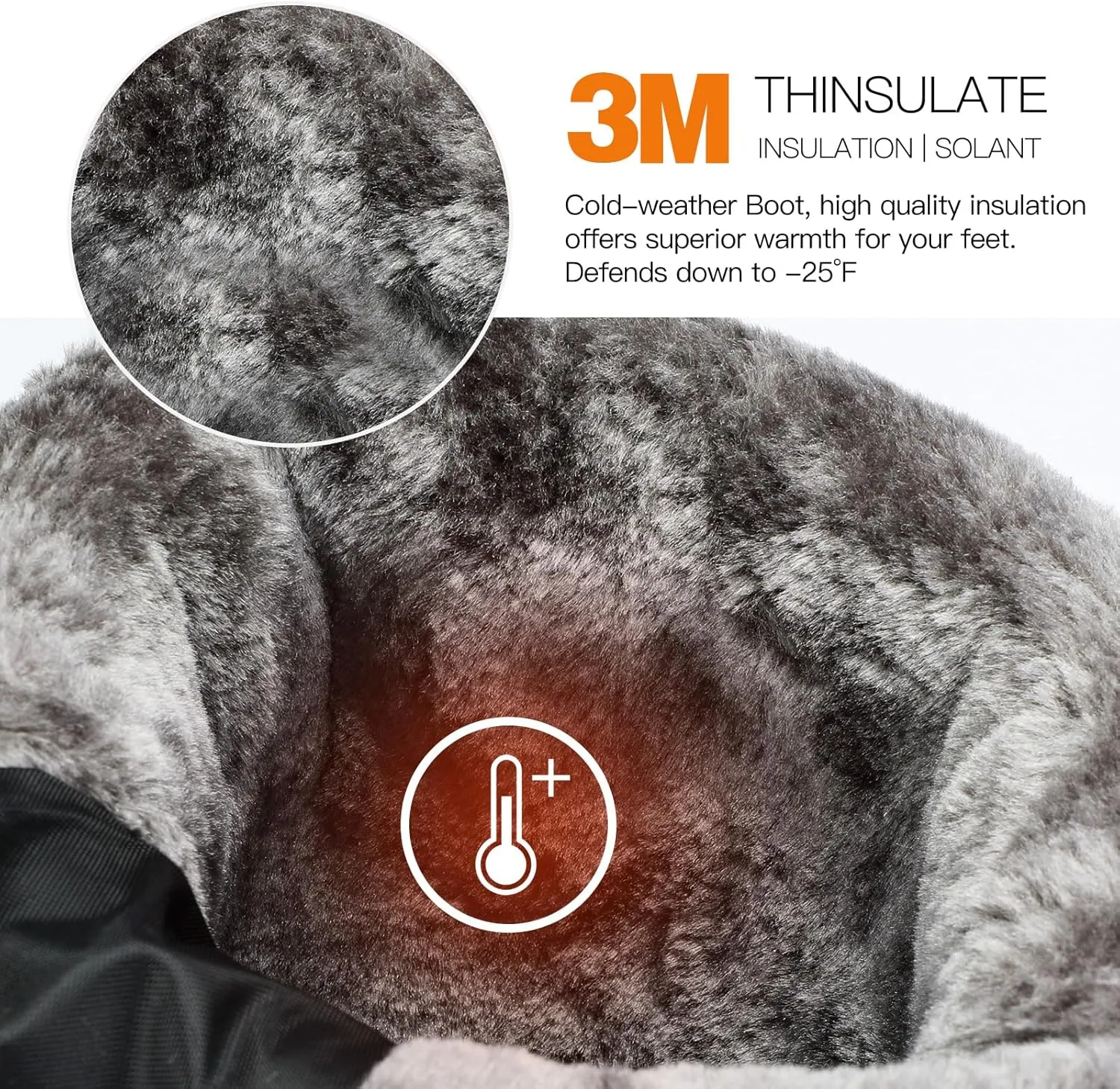 Kricely Men's Snow Boots Waterproof Non-Slip Outdoor Hiking Athletic Warm Fur Boot Comfortable Causual Cold-Weather Boots