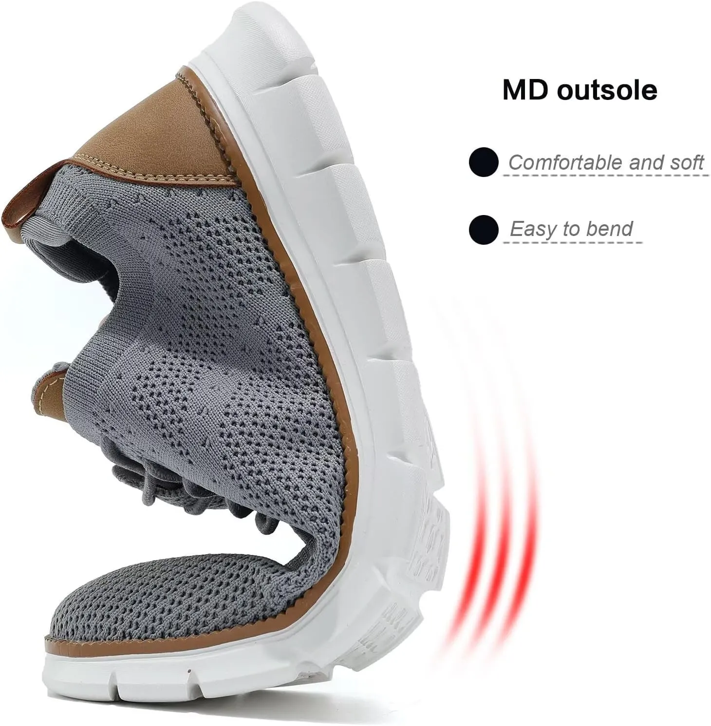 Kundork Men's Casual Dress Shoes Comfort Walking Shoes Mesh Knit Lightweight Breathable Sneakers